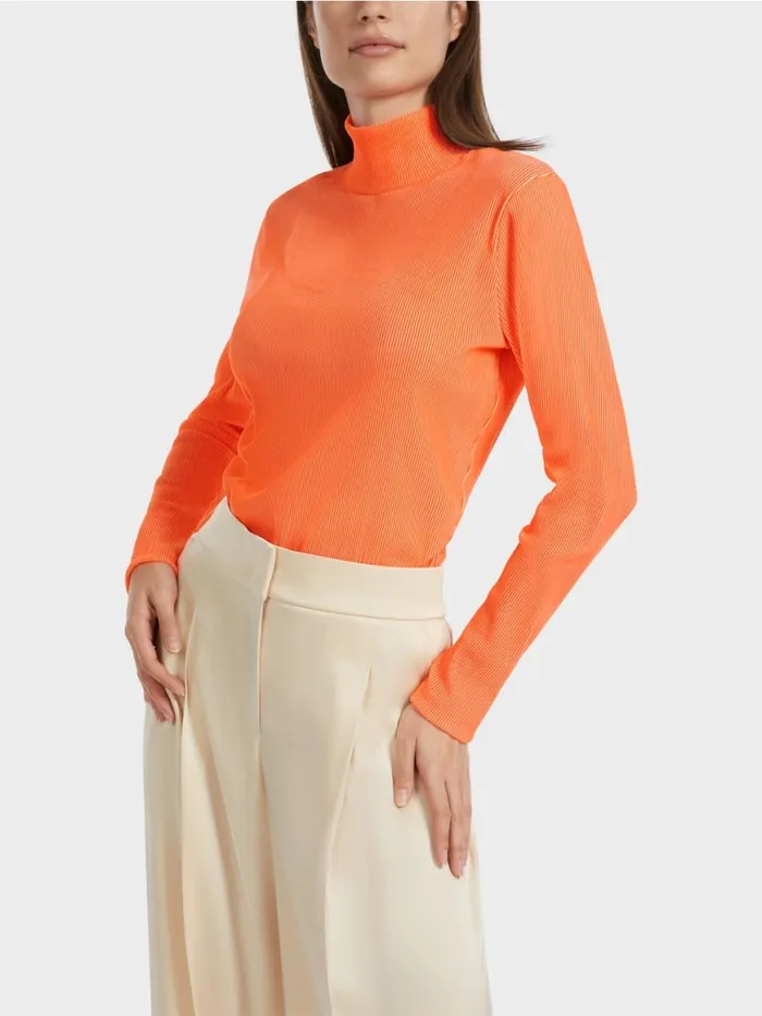 Damen Marc Cain Shirts and Tops TShirt Im RippenDesign Bright Coral