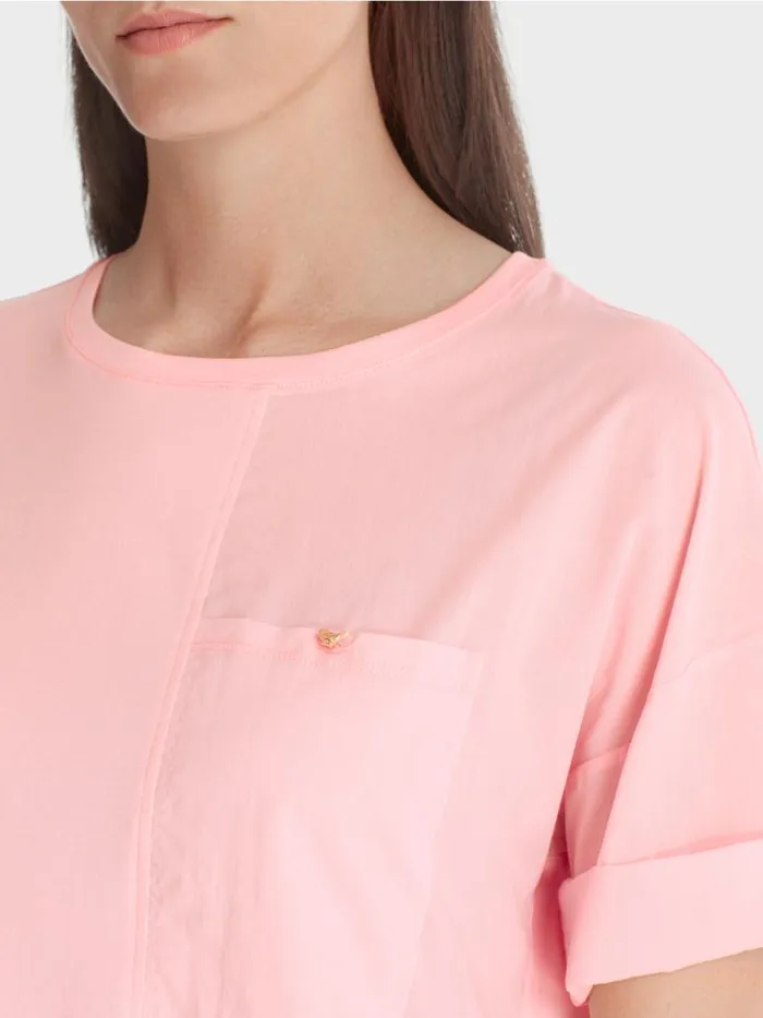 Damen Marc Cain Shirts and Tops TShirt Mit Brusttasche Soft Powder Pink