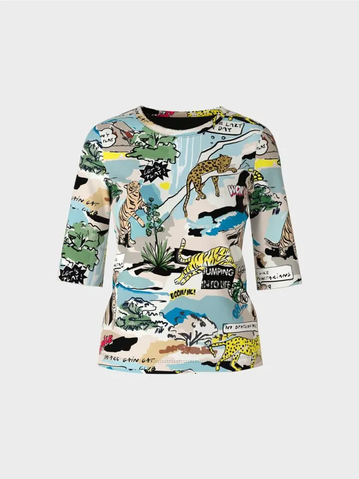 Damen Marc Cain Shirts and Tops TShirt Mit ComicPrint Deep Sea