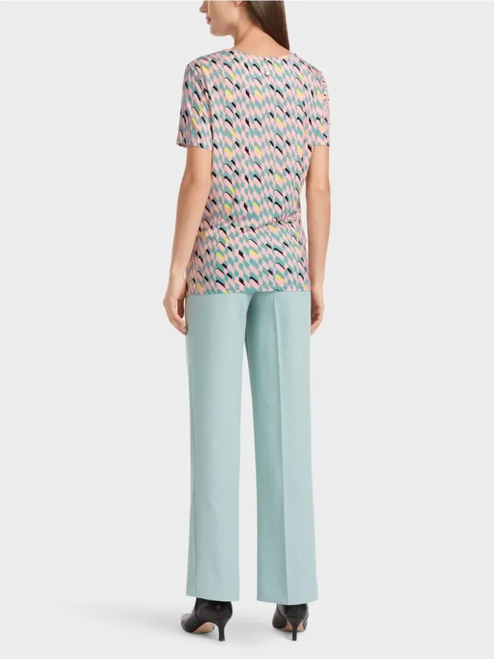Damen Marc Cain Shirts and Tops TShirt Mit Grafischem Dessin Dark Sky Blue