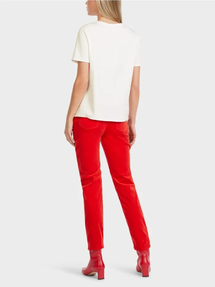 Damen Marc Cain Shirts and Tops TShirt Mit PaillettenMotiv Offwhite