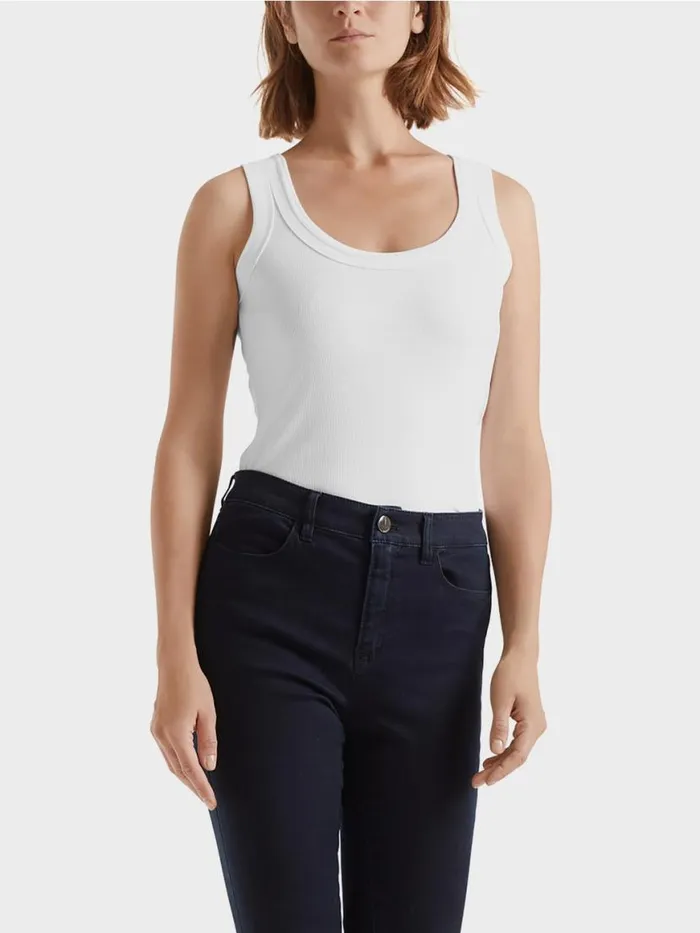 Damen Marc Cain Shirts and Tops Tanktop Aus Feinripp White
