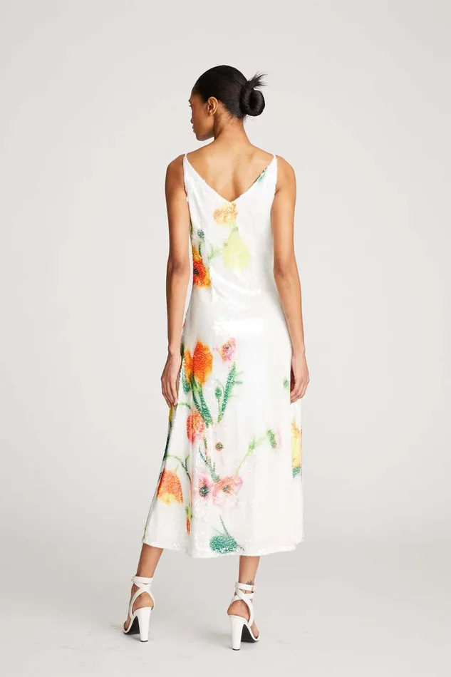 Dresses Women Halston Caralyn Dress In Floral Sequin Chalk Blurred Floral Dresses Women Halston Caralyn Dress In Floral Sequin Chalk Blurred Floral
