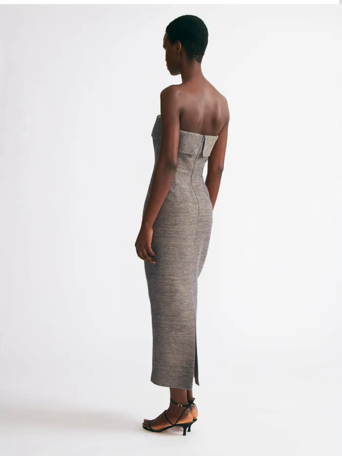 Dresses Women Keeley Dress In Navy and Ivory Chevron Weave Emilia Wickstead Dresses Women Keeley Dress In Navy and Ivory Chevron Weave Emilia Wickstead