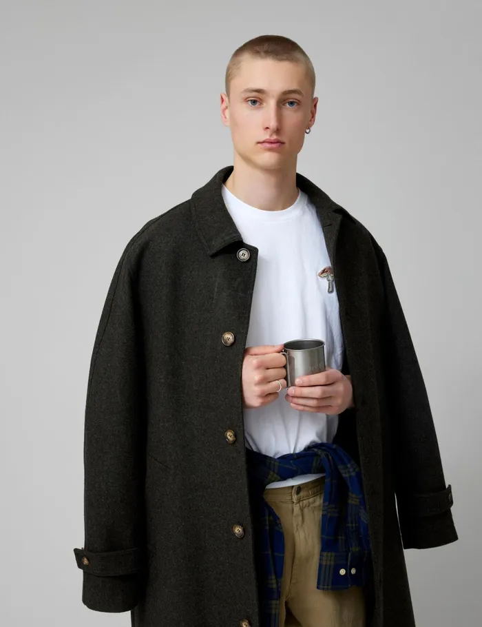 Fort Jackets PINE WOOL COAT Dark Moss Melang 8211 Men Fort Jackets PINE WOOL COAT Dark Moss Melang 8211 Men