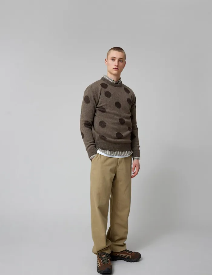 Fort Knitwear CIRCLE JACQUARD KNIT Cold Brown 8211 Men Fort Knitwear CIRCLE JACQUARD KNIT Cold Brown 8211 Men