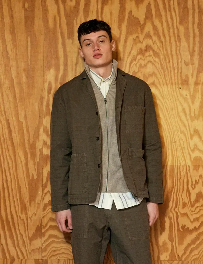 Fort Knitwear MARSH RIB ZIP HIGH NECK Khaki 8211 Men Fort Knitwear MARSH RIB ZIP HIGH NECK Khaki 8211 Men