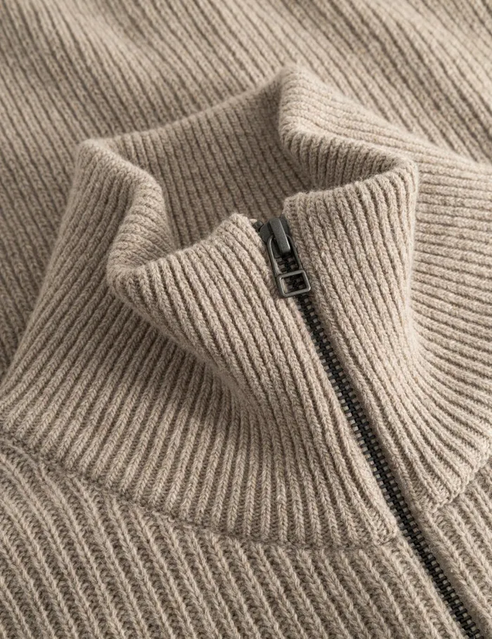 Fort Knitwear MARSH RIB ZIP HIGH NECK Khaki 8211 Men Fort Knitwear MARSH RIB ZIP HIGH NECK Khaki 8211 Men