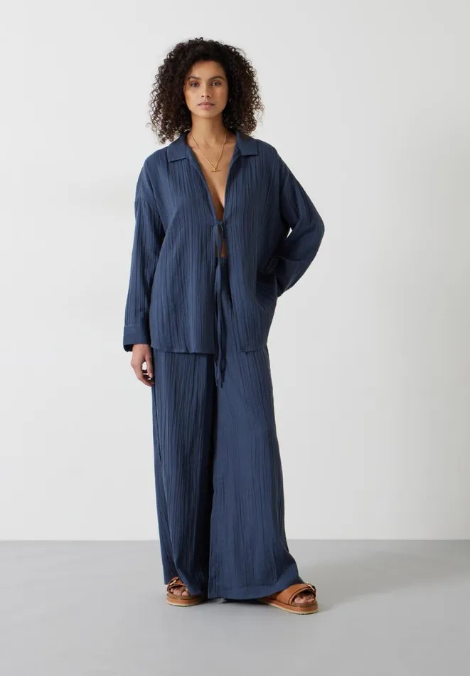 Hush Coords Women Elodie Oversized Cheesecloth Shirt Petrol