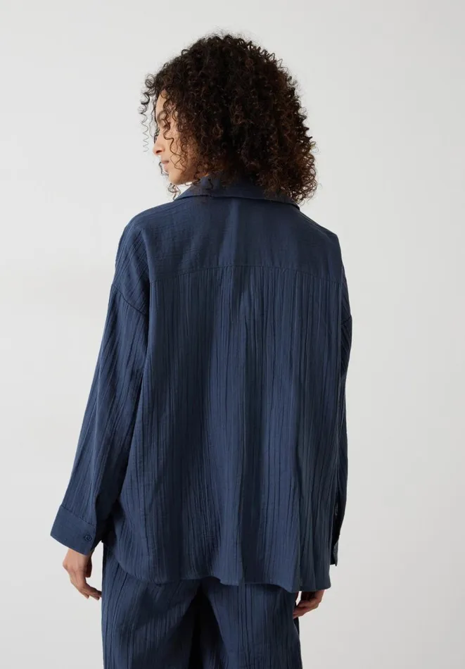Hush Coords Women Elodie Oversized Cheesecloth Shirt Petrol