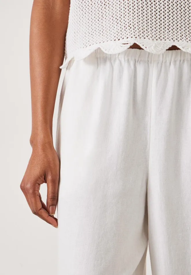 Hush Trousers Women Melissa Linen Wide Leg Trousers White Hush Trousers Women Melissa Linen Wide Leg Trousers White