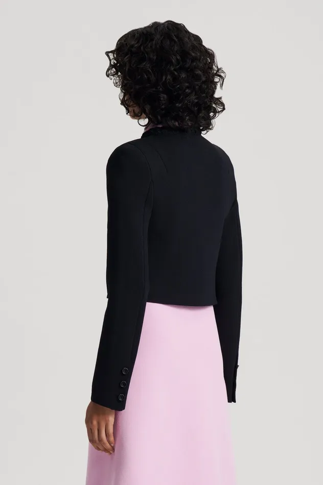 Jackets Scanlan Theodore Women CREPE KNIT DAISY CROP JACKET BLACK Jackets Scanlan Theodore Women CREPE KNIT DAISY CROP JACKET BLACK