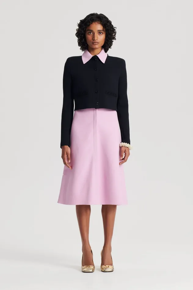 Jackets Scanlan Theodore Women CREPE KNIT DAISY CROP JACKET BLACK Jackets Scanlan Theodore Women CREPE KNIT DAISY CROP JACKET BLACK