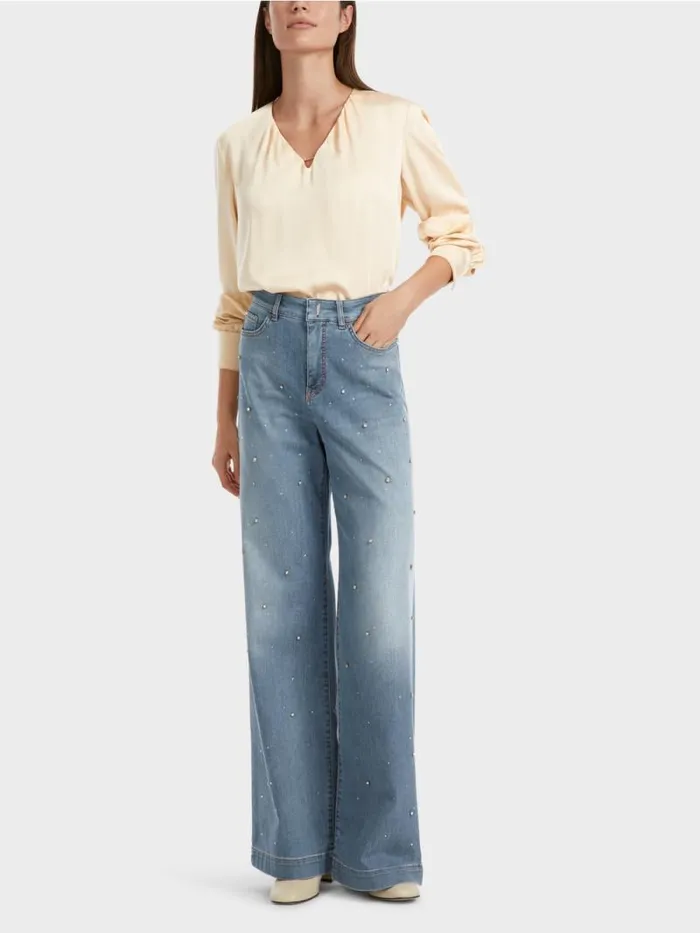 Jeans Damen Marc Cain Perlenbestickte Jeans WARRI Vintage Blue