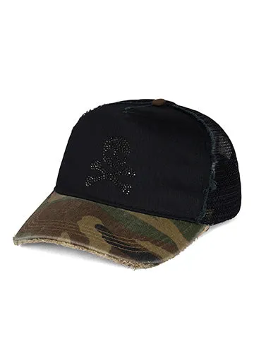 Jilly Crystal Crossbone Skull Black Camo Women039s Lauren Moshi Hats