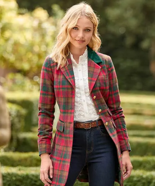 Joebrowns Coats and Jackets Apparel Camilla Checked Longline Coat Red Joebrowns Coats and Jackets Apparel Camilla Checked Longline Coat Red