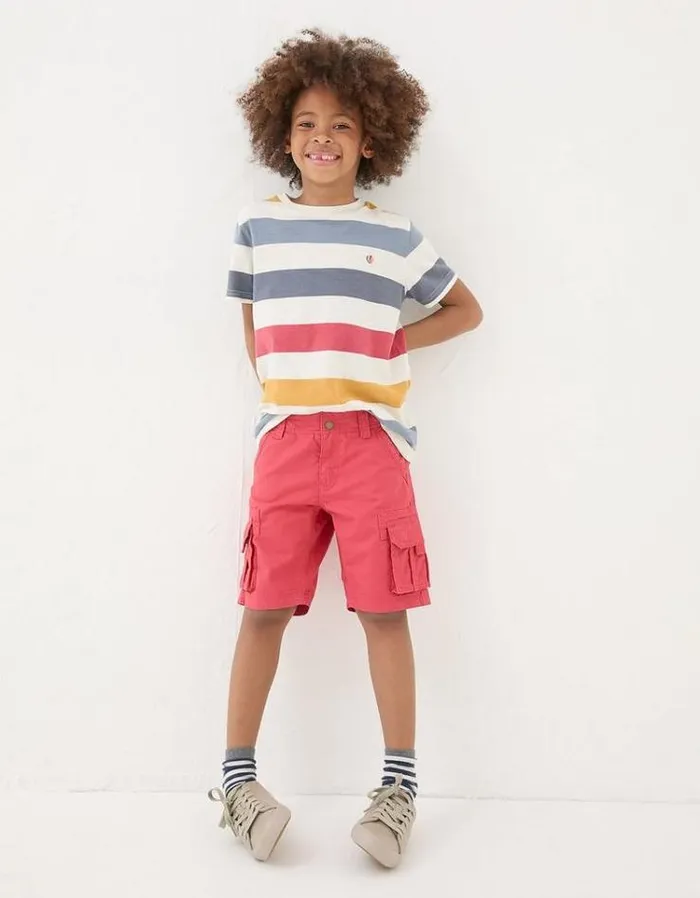 Kids FatFace Shorts Lulworth Cargo Shorts Washed Red