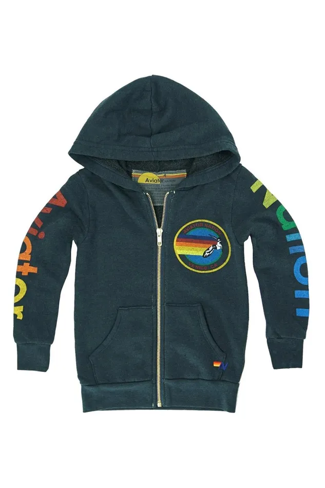 Kids Kids Collection Aviator Nation KID039S AVIATOR NATION ZIP HOODIE 8211 CHARCOAL