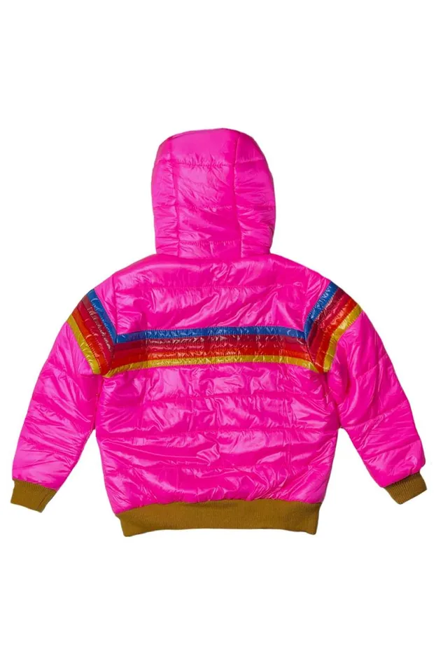 Kids Kids Collection Aviator Nation KIDS 5 STRIPE TREKKER JACKET 8211 GLOSSY NEON PINK