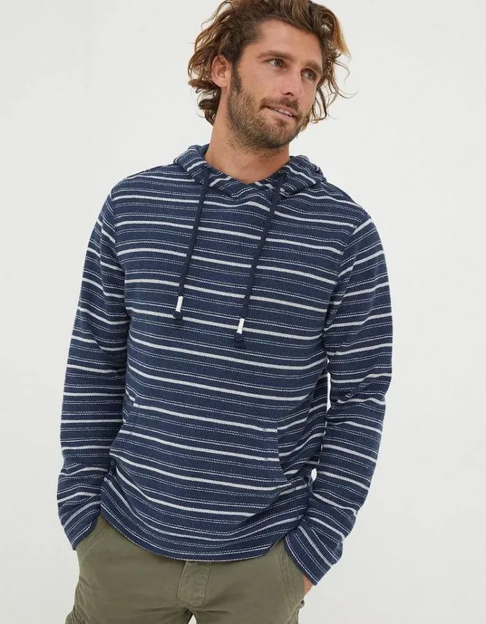 KidsMen FatFace Mini Me Outfits Trescoe Fine Stripe Hoodie Navy