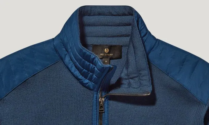 Knitwear Men Belstaff Kilmington Quarter Zip Jumper Insignia Blue Knitwear Men Belstaff Kilmington Quarter Zip Jumper Insignia Blue