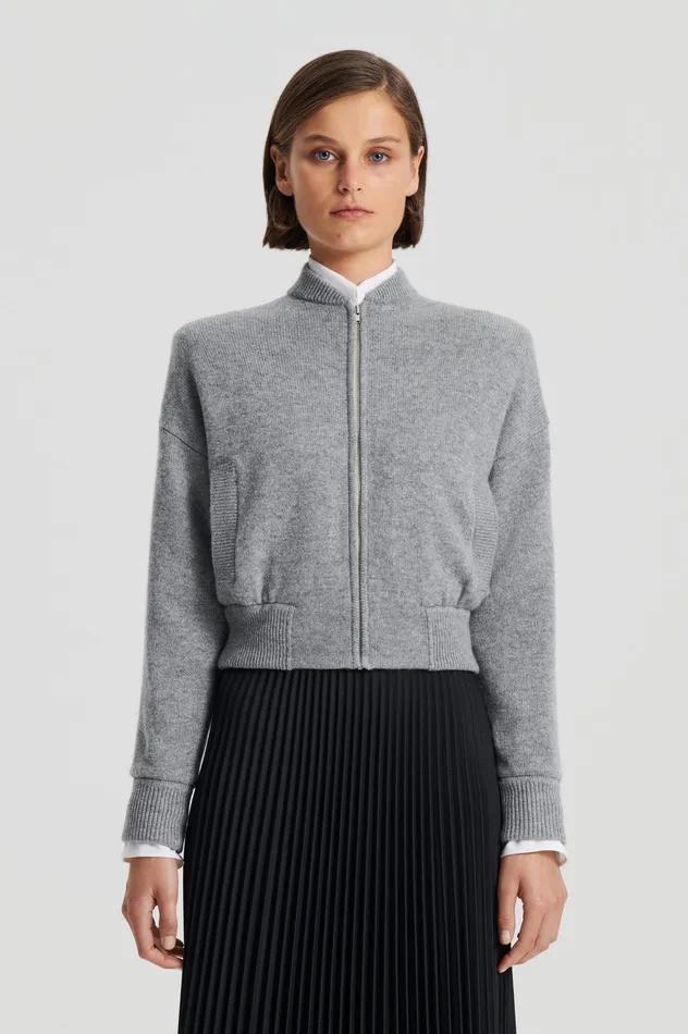 Knitwear Women Scanlan Theodore CASHMERE BOMBER GREY MELANGE