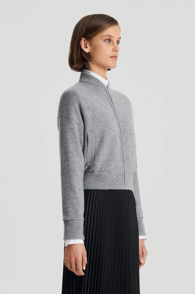 Knitwear Women Scanlan Theodore CASHMERE BOMBER GREY MELANGE