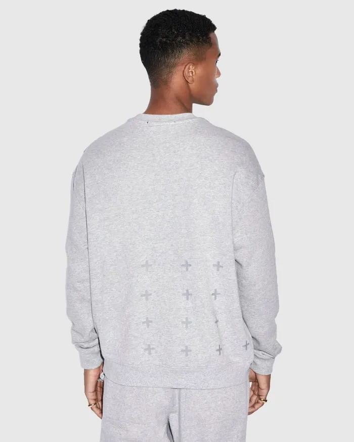 Ksubi 4 X 4 Biggie Crew Grey Marle Mens Sweats Ksubi 4 X 4 Biggie Crew Grey Marle Mens Sweats