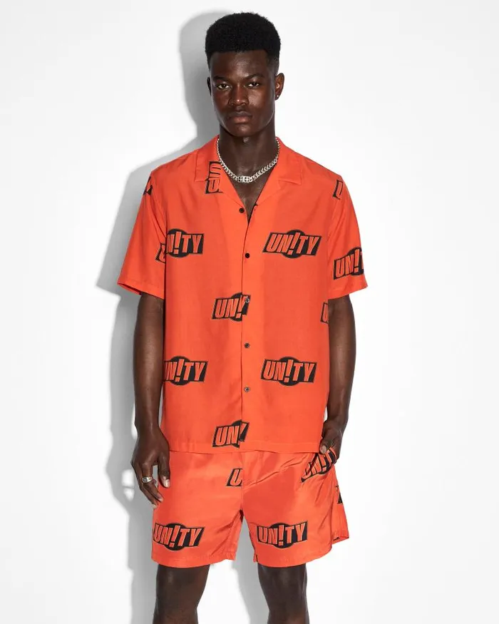 Ksubi Unity Sign Resort Ss Shirt Orange Mens Shirts