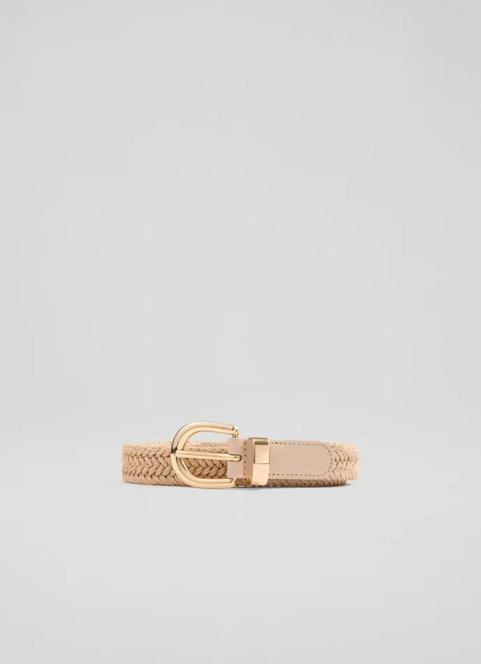 LKBennett Belts Women Griffen Latte Woven Linen Belt