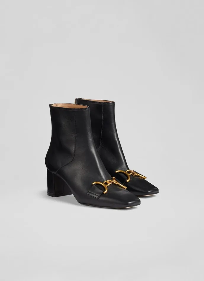 LKBennett Boots Women Nadina Black Leather SnaffleDetail Ankle Boots LKBennett Boots Women Nadina Black Leather SnaffleDetail Ankle Boots