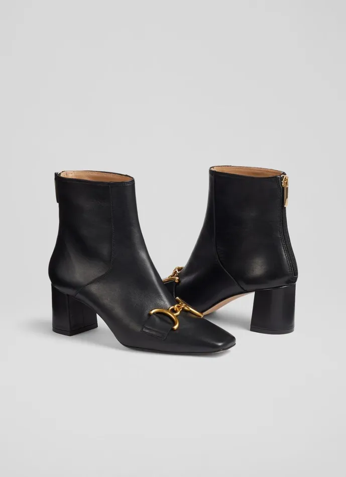 LKBennett Boots Women Nadina Black Leather SnaffleDetail Ankle Boots LKBennett Boots Women Nadina Black Leather SnaffleDetail Ankle Boots