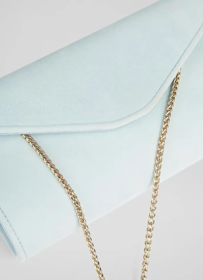 LKBennett Clutch Bags Women Dominica Sea Green Suede Clutch Bag LKBennett Clutch Bags Women Dominica Sea Green Suede Clutch Bag