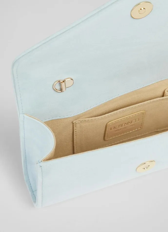 LKBennett Clutch Bags Women Dominica Sea Green Suede Clutch Bag LKBennett Clutch Bags Women Dominica Sea Green Suede Clutch Bag