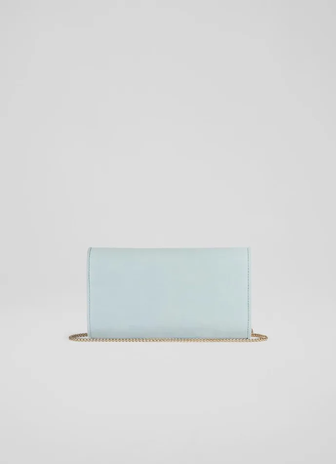 LKBennett Clutch Bags Women Dominica Sea Green Suede Clutch Bag LKBennett Clutch Bags Women Dominica Sea Green Suede Clutch Bag
