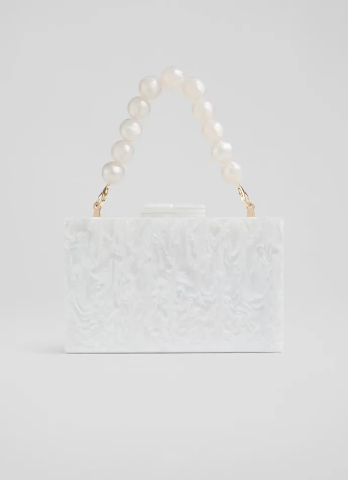 LKBennett Clutch Bags Women Maeve Cream Marbled Acrylic Box Bag LKBennett Clutch Bags Women Maeve Cream Marbled Acrylic Box Bag