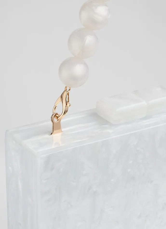 LKBennett Clutch Bags Women Maeve Cream Marbled Acrylic Box Bag LKBennett Clutch Bags Women Maeve Cream Marbled Acrylic Box Bag