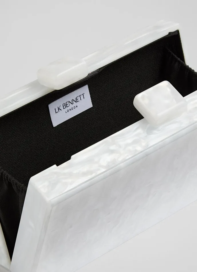 LKBennett Clutch Bags Women Maeve Cream Marbled Acrylic Box Bag LKBennett Clutch Bags Women Maeve Cream Marbled Acrylic Box Bag