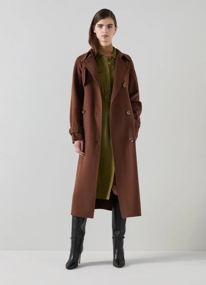 LKBennett Coats and Jackets Women Lawrence Chocolate Wool Trench