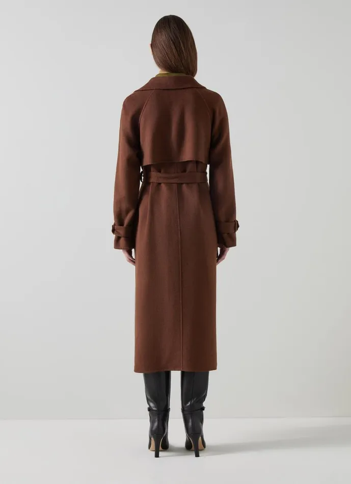 LKBennett Coats and Jackets Women Lawrence Chocolate Wool Trench LKBennett Coats and Jackets Women Lawrence Chocolate Wool Trench