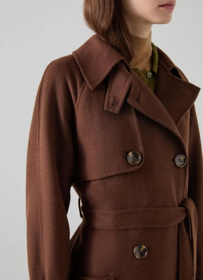 LKBennett Coats and Jackets Women Lawrence Chocolate Wool Trench LKBennett Coats and Jackets Women Lawrence Chocolate Wool Trench