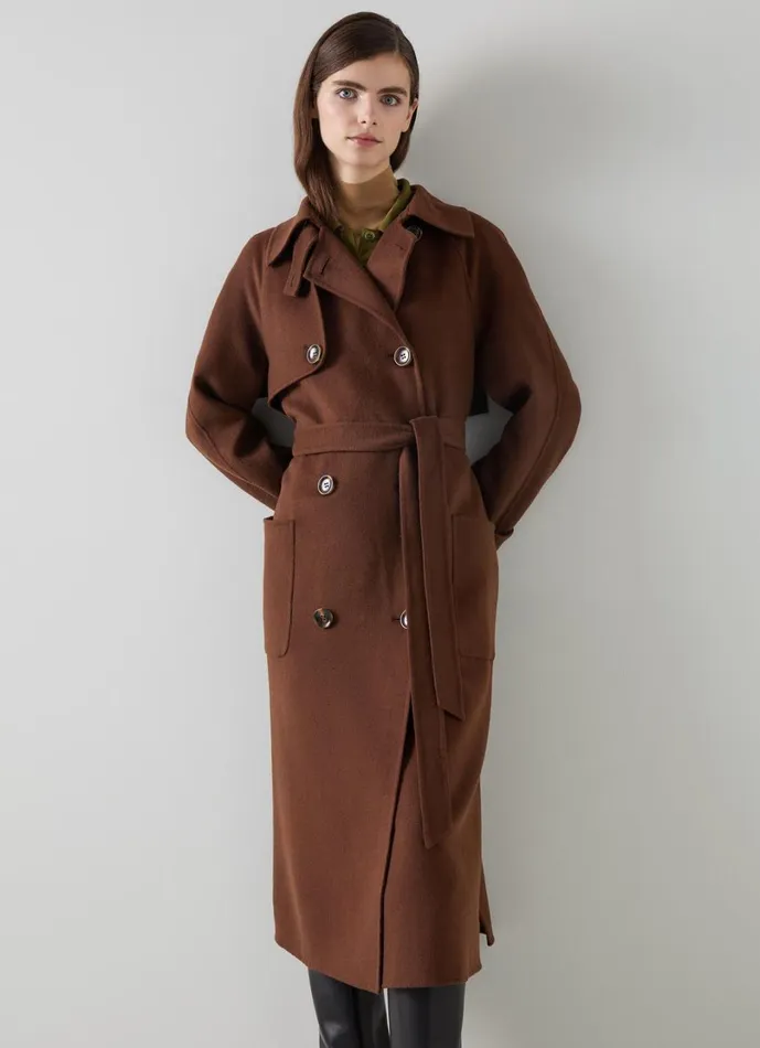 LKBennett Coats and Jackets Women Lawrence Chocolate Wool Trench LKBennett Coats and Jackets Women Lawrence Chocolate Wool Trench