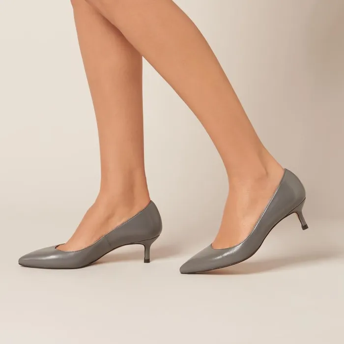 LKBennett Court Shoes Women Audrey Grey Leather Closed Courts LKBennett Court Shoes Women Audrey Grey Leather Closed Courts