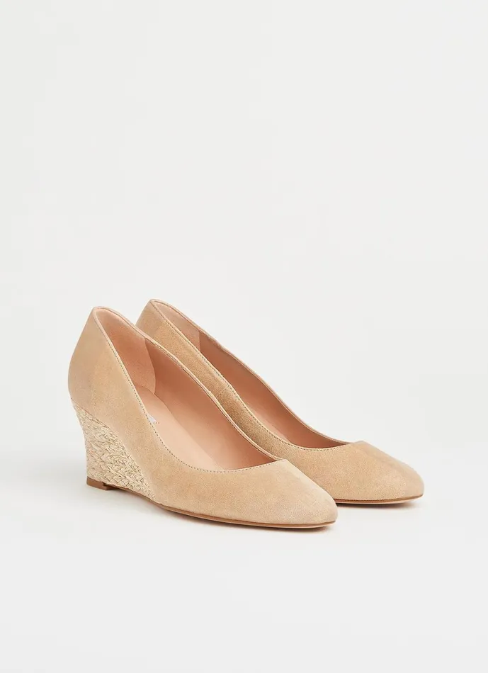 LKBennett Court Shoes Women Eevi Beige Suede Espadrille Wedges