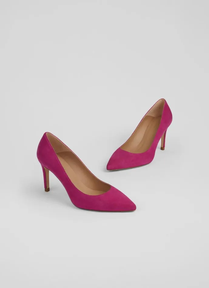 LKBennett Court Shoes Women Floret Bright Burgundy Suede Pointed Toe Courts LKBennett Court Shoes Women Floret Bright Burgundy Suede Pointed Toe Courts