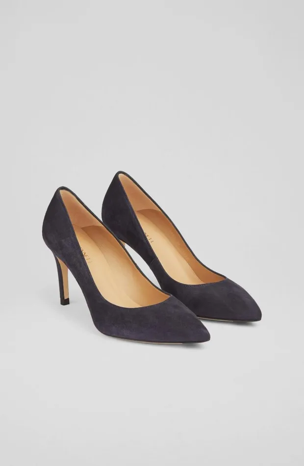 LKBennett Court Shoes Women Floret Navy Suede Pointed Toe Courts LKBennett Court Shoes Women Floret Navy Suede Pointed Toe Courts