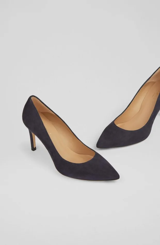LKBennett Court Shoes Women Floret Navy Suede Pointed Toe Courts LKBennett Court Shoes Women Floret Navy Suede Pointed Toe Courts