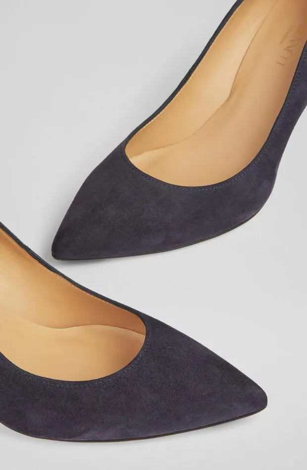 LKBennett Court Shoes Women Floret Navy Suede Pointed Toe Courts LKBennett Court Shoes Women Floret Navy Suede Pointed Toe Courts