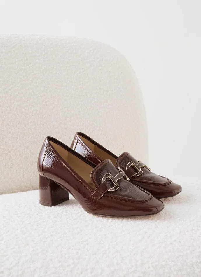 LKBennett Court Shoes Women Luca Chocolate Block Heel Snaffle Courts LKBennett Court Shoes Women Luca Chocolate Block Heel Snaffle Courts