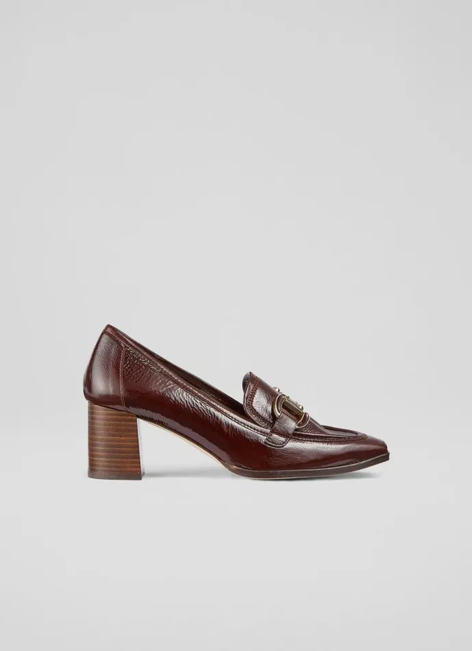 LKBennett Court Shoes Women Luca Chocolate Block Heel Snaffle Courts LKBennett Court Shoes Women Luca Chocolate Block Heel Snaffle Courts